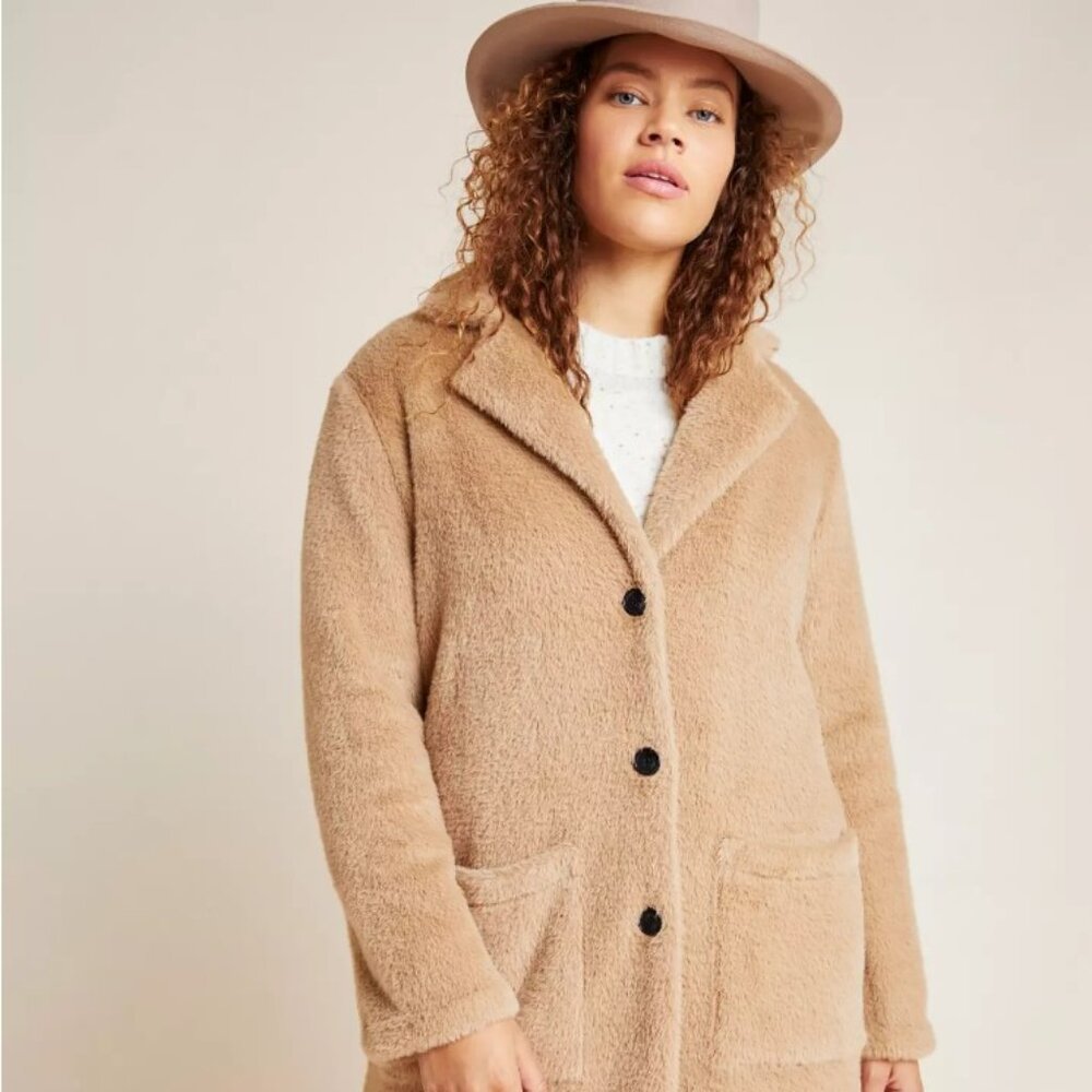 Sanctuary Colleen Faux Fur Coat Camel XSP from Anthropologie NWT